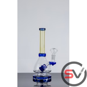 TINTED HANDLE GLASS WATER PIPE 10inch